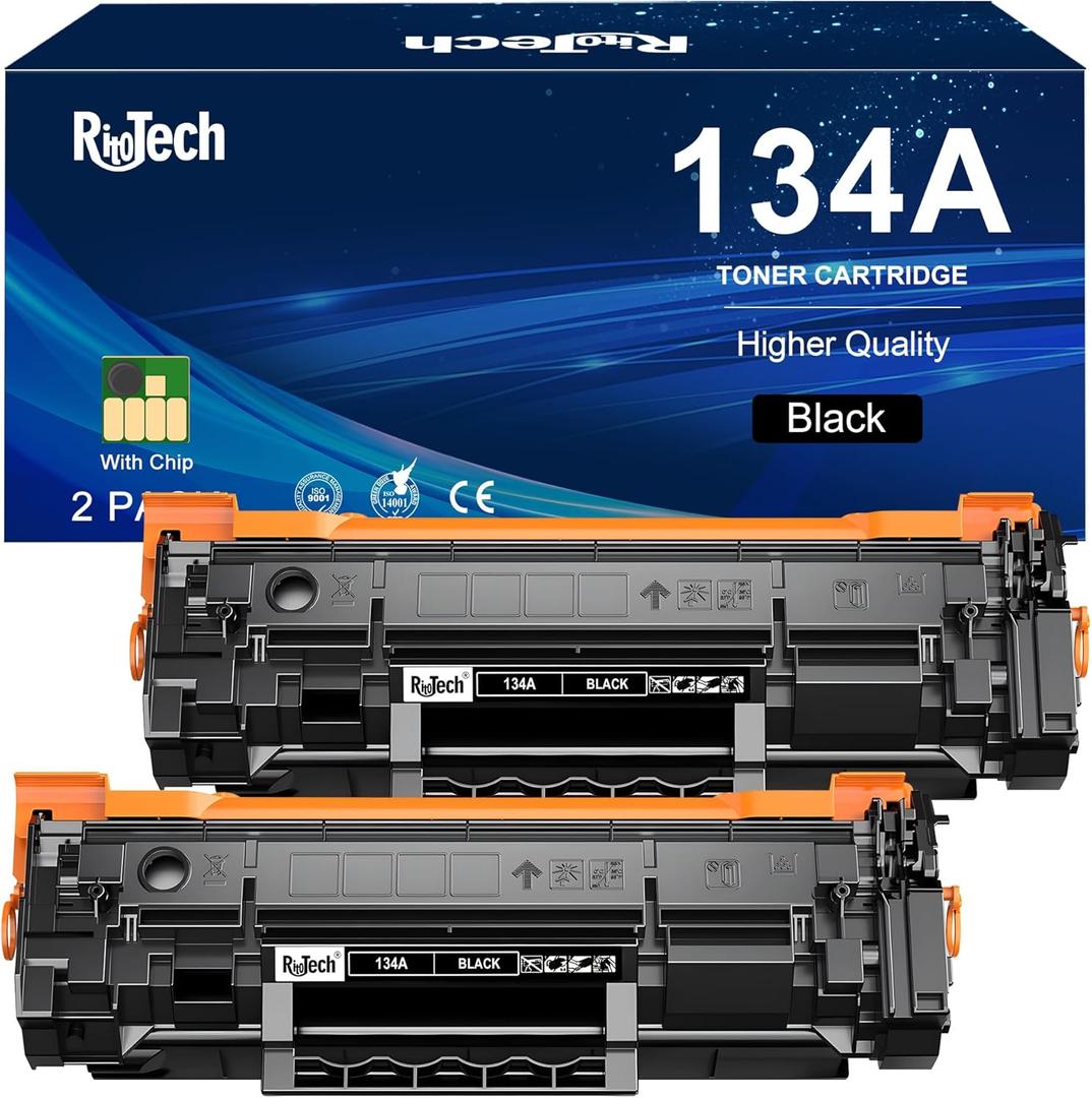 134A Black Toner Cartridges - for HP 134X W1340A W1340X for LaserJet MFP M234dw M234sdw M209dw M209 M234 Printer,2 Pack (with Chip)