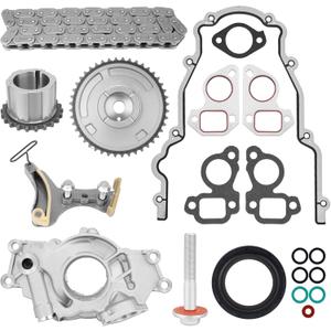 Timing Chain Kit with M295HV Oil Pump & Cover Gasket Set Compatible with Chevy Camaro Express Silverado Tahoe, GMC Sierra Yukon, Cadillac CTS 4.8L 5.3L 6.0L 6.2L V8, Replace # 12646386 12591689