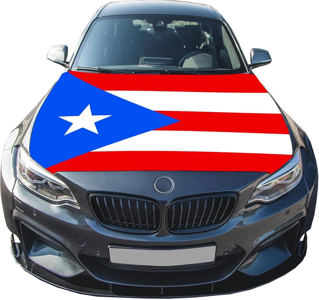 Puerto Rico Flag for Car Hood Cover 4X5Ft Car Flag for Celebrations Vehicles Decorate Accessories Fits Coupe Saloon SUV Pickup Trucks