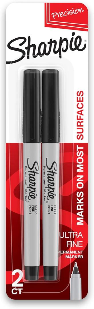 SHARPIE 37161PP Permanent Markers, Ultra Fine Point, Black, 2 Count