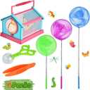 Kids Telescopic Butterfly Nets Bugs Insect Catcher Kit Perfect Outdoor Tools for Catching,Anti Slip Grip Bug Nets Removable Cage Tweezers and Pliers Set