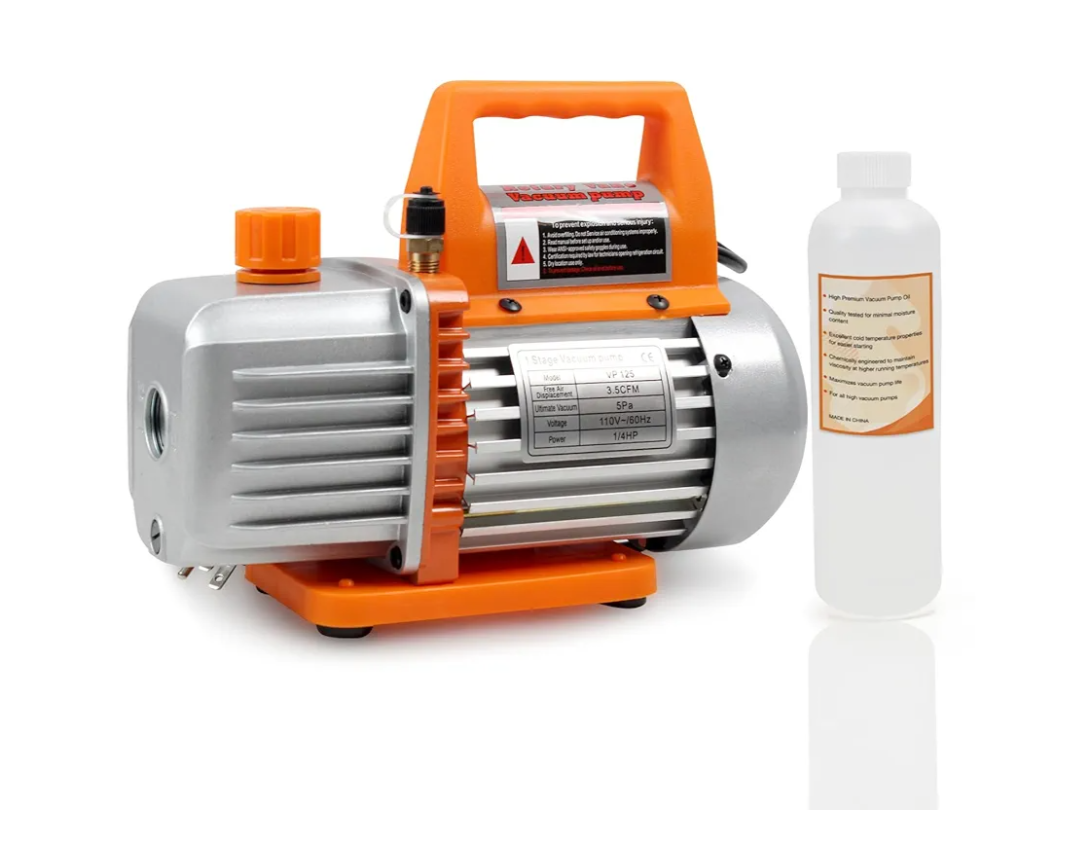 BACOENG 3.5CFM Vacuum Pump, 110V 1/3HP Single Stage Rotary Vane HVAC Vacuum Pump with Oil, for R12 R22 R134a R410a AUTO AC Refrigerant Recharging, Degassing Resin