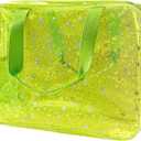Yellow Star Large Cosmetic Bag and Travel Pouch with Handle,Durable Material,Zipper Design-Ideal for Makeup,Travel Essentials