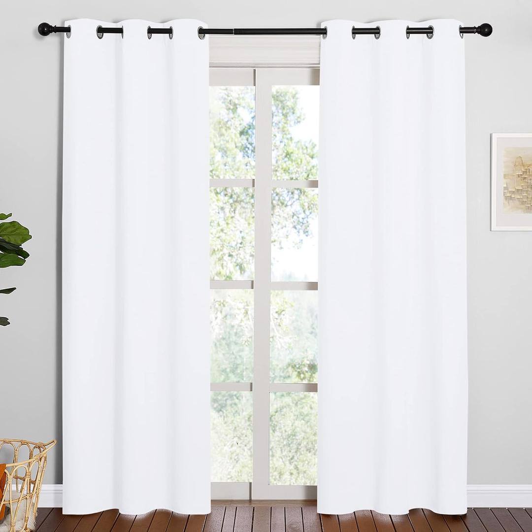 NICETOWN Window Treatment Curtain Set - 50% Light Reducing Drapes for Living Room, Curtain Panels for Patio Door (2 Panels, 42 inches x 84 inches, Pure White)