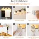 Modern Bathroom Vanity Light 3-Lights Black Gold Crystal Bathroom Wall Light Vanity Light Fixtures20.47-inch Modern Minimalist Design