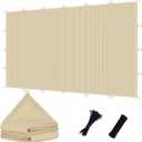 POYEE 90% 10x30ft Sun Shade Cloth with Reinforced Corner Webbing & D-Rings, Pergola Shade Cover – Breathable 200GSM HDPE Fabric for Patio, Garden, Deck & Backyard (Beige)