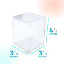 Set of 6 Acrylic Boxes with Lids, 3.44" Square x 4.5" Tall, Made in USA, Clear Display Case for Collectibles, Rocks, Seashells and Crafts Storage & Organization