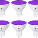 BlueX 6 Pack LED MR16 Purple Light Bulb - 6W (50Watt Equivalent) - GU5.3 Bi-Pin Base 12V, Party Decoration, Porch, Home, Holiday Lighting, Decorative Illumination