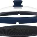 Glass Microwave Cover for Food 10.5 Inch Microwave Splatter Cover With Easy Grip Meteorite Shape Handle Microwave Cover Glass Guard Lid Vented Edge Plate Cover for Heating Food (Dark Blue)