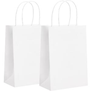 32 Pack Paper Gift Bags with Handles, 5.8"3.2"8.25" Party Favor Bags, Small Goodie Bags Bulk for Birthday, Crafts, Wedding, Party Supplies (Holy White)