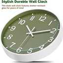 Silent Wall Clock Non-Ticking Battery Operated  Modern Olive Green Analog Wall Clock for Living Room, Kitchen, Office, Bedroom  Stylish Home Wall Decor Clock, 8 Inch