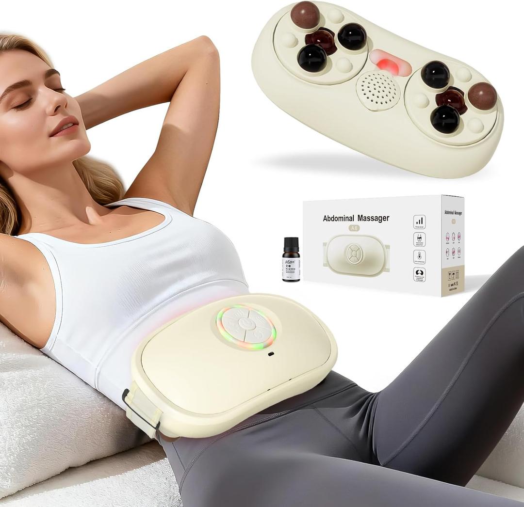 FSA Eligible Items Only List Electric Abdominal Massager, Heated Stomach Massager Device for Constipation, Gas, Bloating & Reflux, Soothing Kneading Belly Massager for Digestive Comfort HSA Items (White)