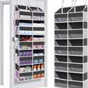 Heavy Duty Over The Door Organizer 5 Tiers, Extra Large Behind Door Storage of 10 Big Front & 10 Mesh Pockets, 80lb Weight Capacity, Hanging Doors Storage Organizer for Closet Bedroom Nursery, Grey (Gray)
