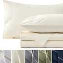 Bedsure 100% Cotton Sheets King Size Set - 500 Thread Count Cotton Sateen Bedsheets, Luxury Hotel Quality, Soft & Breathable Bedsheets, 16" Deep Pocket, 4-Piece, Include King Flat Sheet Ivory