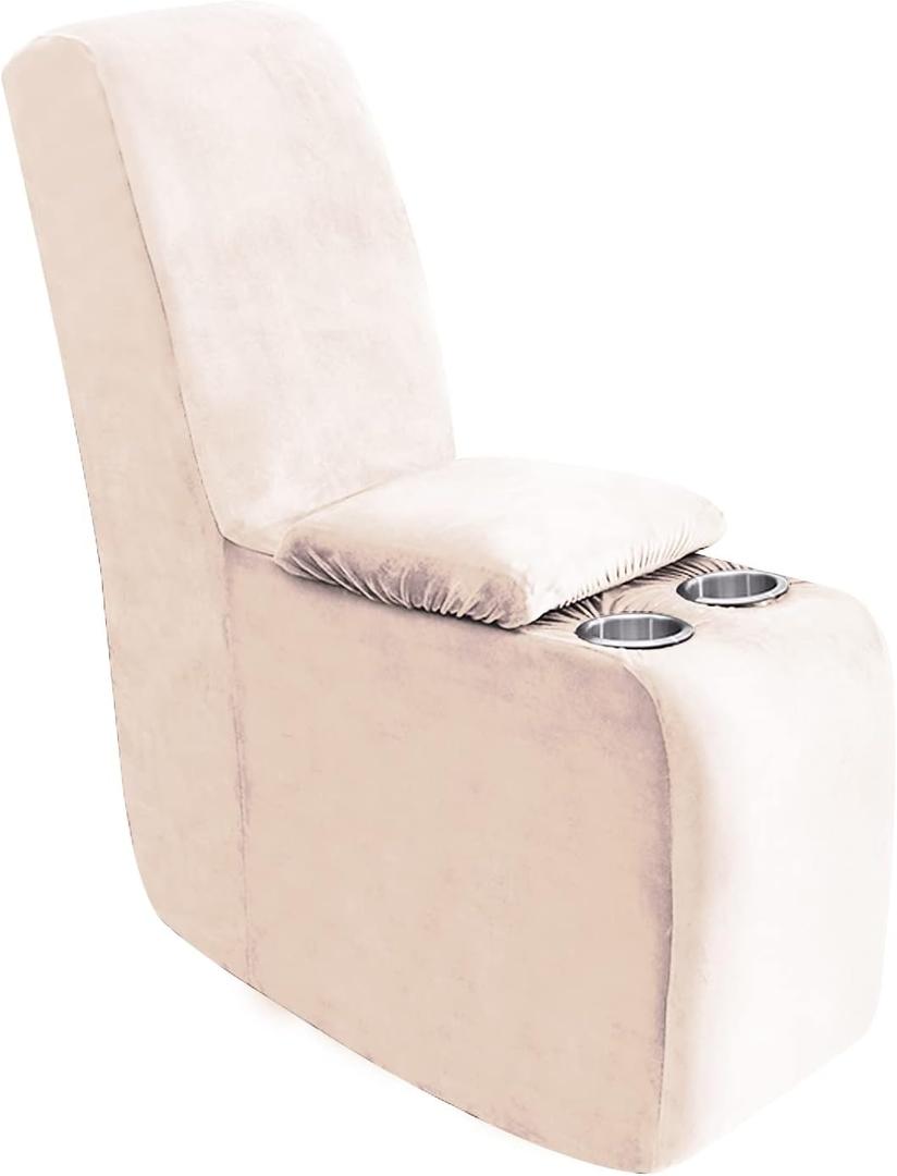 ULTICOR 7-Piece L Shape Sectional Recliner Sofa Covers, Velvet Stretch Reclining Couch Covers for Reclining L Shape Sofa, Thick, Soft, Washable (Ivory, 1 Console Cover)