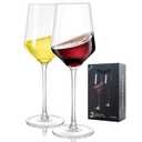 MICHLEY Long Stem Crystal Wine Glasses Set of 4-17.6 oz Lead-Free Crystal Glassware for Red & White Wine,Elegant Drinking Cups for Weddings, Parties, Gifts
