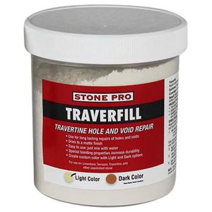 StonePro Traverfill - Travertine Repair - Fills Smalls pits, Holes & voids in Travertine & Limestone (Light 1 lb)