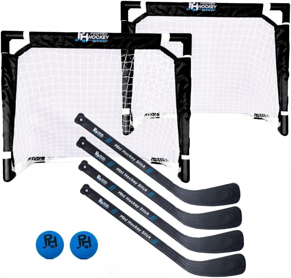 Premier Sports - Mini Hockey Set  Complete 4-Player Indoor Kit with (2) Mini Goals, (4) Mini Sticks, and (2) Mini Foam Balls Premier Sports - Mini Hockey Set  Complete 4-Player Indoor Kit with (2) Mini Goals, (4) Mini Sticks, and (2) Mini Foam Balls