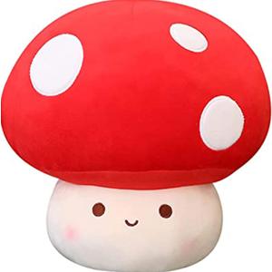 Mushroom Plush Pillow, 12 Inch Cute Large Mushroom Decor Stuffed Animal Plushies Stuffy for Girl Boy Kid Adult, Giant Big Jumbo Soft Toy Gift for Birthday Christmas Valentine's Day