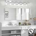 VOLISUN Crystal Vanity Lights for Bathroom, 6 Light Modern Stainless Steel Bathroom Light Fixtures Over Mirror, Chrome Bathrooms Lights Fixtures - UL Certificated (Exclude Bulb)