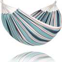 SUNCREAT Hammocks Outdoor Camping Double Hammock, 2 Person Patio Hammock, Green & Red