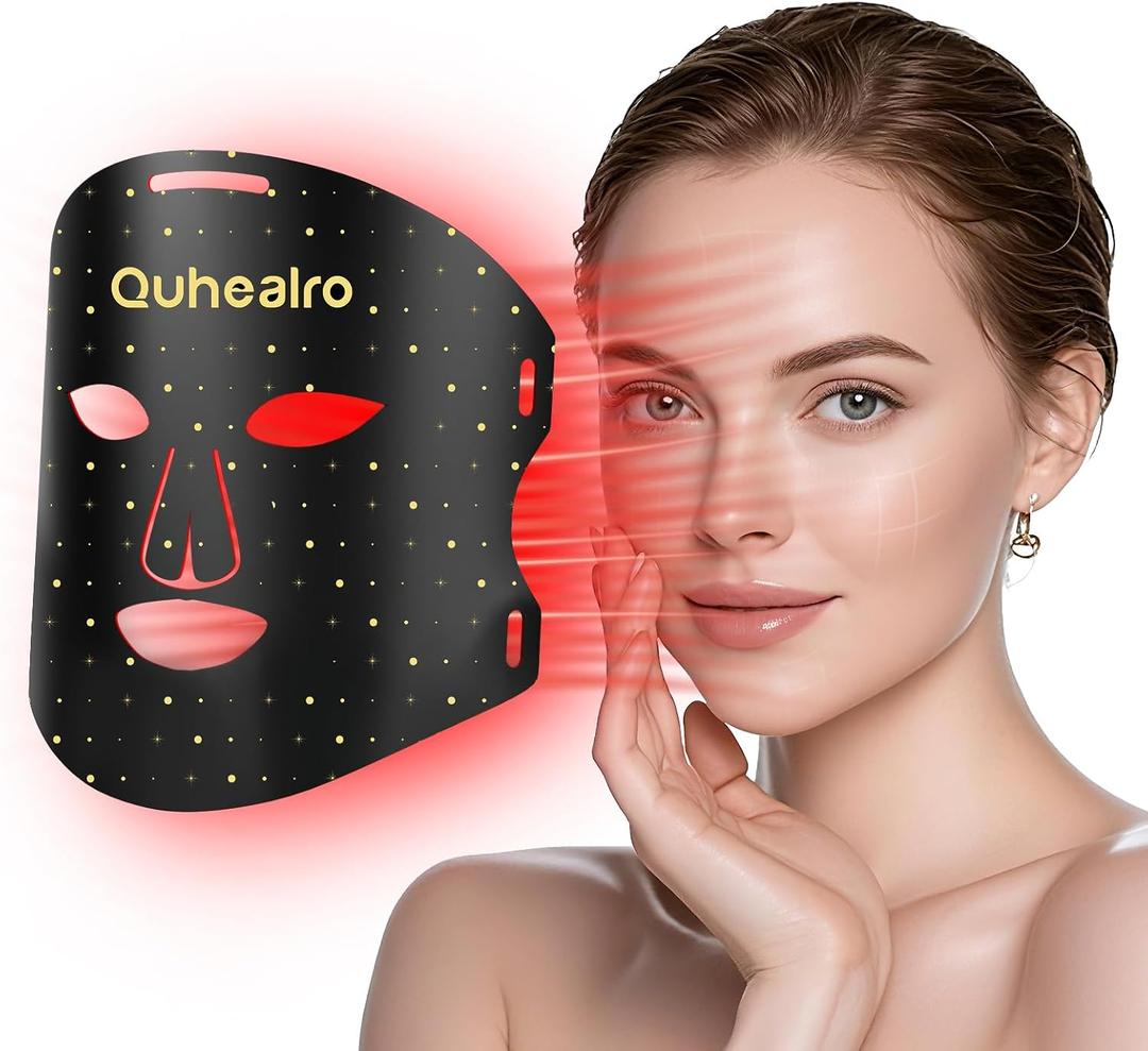 Red Light Therapy for Face, Near-lnfrared 850 LED Face Mask Light Therapy 3 Modes Portable Led Face Mask Light Therapy with Rechargeable Remote, Red Light Therapy Mask with Timing Function