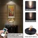 HAMVIDNE Wireless LED Spotlight, Battery Powered Picture Lights, Uplighting Indoor, Puck Lights with Remote, Stick Spot Light for Wall Art Display Dartboard Painting Artwork Accent Closet-Gold