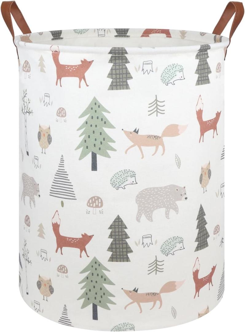 FXOLCSHE Animal Baby Laundry Basket,Woodland Animals Baby laundry hamper,Toy basket for boys,Nursery Hamper Gift Baskets for Bedroom,Toy Bin,Gift Basket.Baby room decor(Animal)