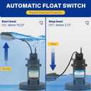 Acquaer Sump Pump Submersible Clean/Dirty Water Pump with Adjustable Float Switch for Garden Pool, Basement, Flooded House, Hot Tub and Irrigation, 1/3HP 3040GPH