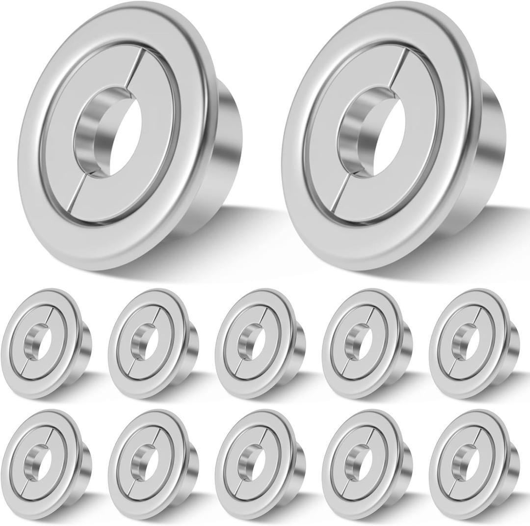 Shimeyao 12 Pcs Retrofit Recessed Fire Sprinkler Escutcheon 1/2" Ips Split 3 Piece 3/4" Adjustment Sprinkler Head Cover Plate Trim Ring for Fire Trim Ceiling (Silver)
