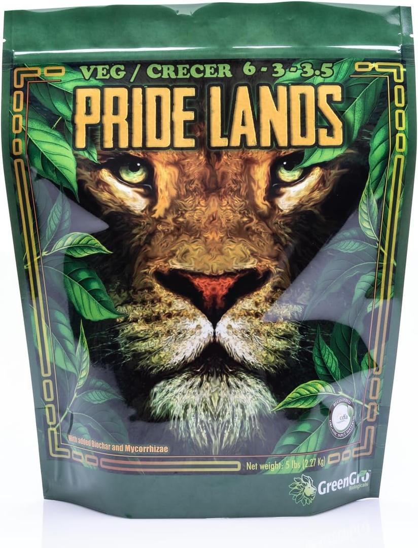 GreenGro Pride Lands Veg Premium Organic Dry Top Dress Fertilizer for The Vegetative Cycle, Bigger Buds and Healthier Plants with Our Complete Veg Food, Easy to Use and All Natural, 5 lb (EXP 06/14/28)