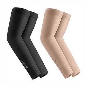 ProtectX 2 Pairs Sun Protection UV Cooling Arm Sleeves for Men Women, Breathable, Moisture-Wicking, Compression for Golf, Cycling, Football, Sports, Outdoor activities