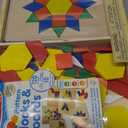 Melissa & Doug Pattern Blocks and Boards with 120 Multi-Colored Wooden Shape Tiles, 5 Double-Sided Puzzle Boards, Tangram Puzzles, Montessori Toys for Girls & Boys, 13.0 X 8.75 X 1.5