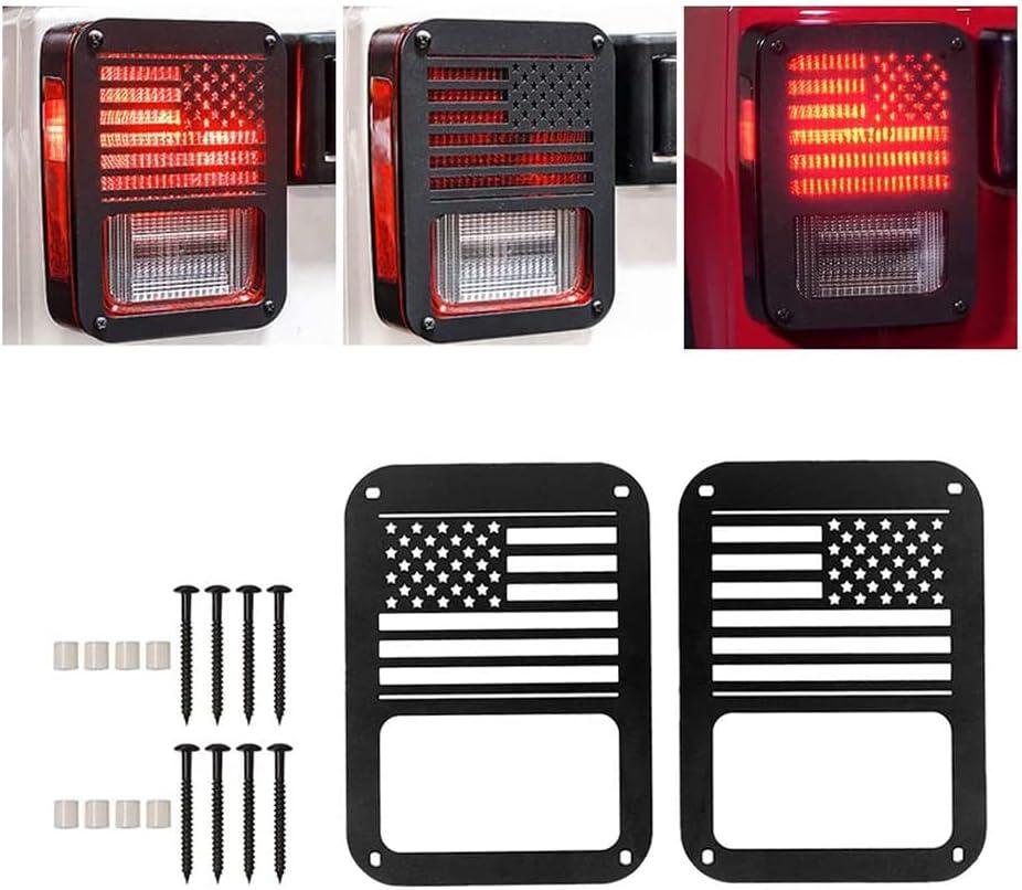 Tail Light Cover Compatible with Jeep Wrangler JK/JKU 2007-2018, Taillight Cover Guard with US Flag Pattern Decorative Protector Exterior