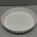 DELLING Set of 2 Ceramic Tart Pans, 9.5 inch Quiche Pan, Fluted Edge Quiche Baking Dish/Pie Pan, Perfect for Baking Tart Pies and Chicken Pot Pie, Cheesecake, Creme Brulee, Round, White