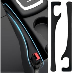 JAGAOSL Car Seat Gap Filler, Universal Fits Car SUV Truck PU Leather Crevice Blocker, Between Seat and Center Console, Stops Cellphone Wallet Keys Coins from Dropping, 2 Pack Black
