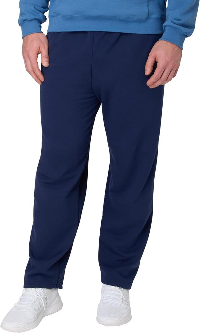 Hanes Men's EcoSmart Sweatpants, Athletic Lounge Pants with Pockets, Open Hem Bottom, Fleece Pants (Large, Navy)