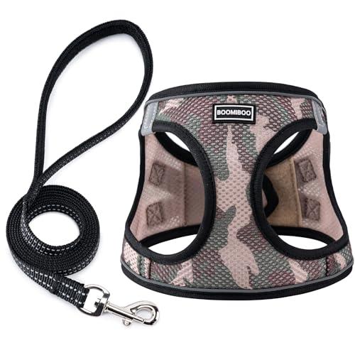 Dog Harness with Leash Set, No Pull Adjustable Reflective Step-in Puppy Pet Vest Harnesses for Dogs and Cats,Camo Set S