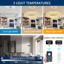 Modern Ring Chandelier, Crystal Chandeliers for Dining Room Round Ceiling Light Fixture for Living Room Bedroom Lighting LED Dimmable with Remote Ring Lights, 24inch Gold Light