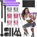 Pilates Bar Kit with Resistance Bands,Pilates Bar with Stackable Bands Workout Equipment for Legs,Hip,Waist and Arm,Exercise Fitness Equipment for Women & Men Home Gym Yoga Pilates (Purple01 (Upgraded 20/30/50lbs))