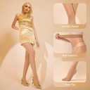 Yilanmy Shiny Sheer Pantyhose for Women Oil Shimmer Tights Silky High Waisted Stockings Dance Jazz Tights (Beige, L)