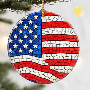 Christmas Ornaments, Dodosky 2.8in Ceramic American Flag Ornament, Xmas Decor, Christmas Tree Ornaments, Xmas Decorations for Tree, Holiday Ornament, Gift Ideas, USA Flag Gifts, Patriotic Themed Gifts