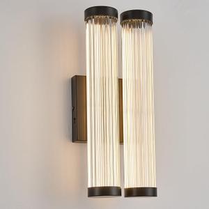 Fanyank Modern LED Wall Sconce, 16.5" Black Bathroom Sconces with Clear Glass, 3CCT Dimmable Hardwired Double Sconce Wall Lighting Indoor Light fixtures for Bathroom Living Room Hallway Bedroom