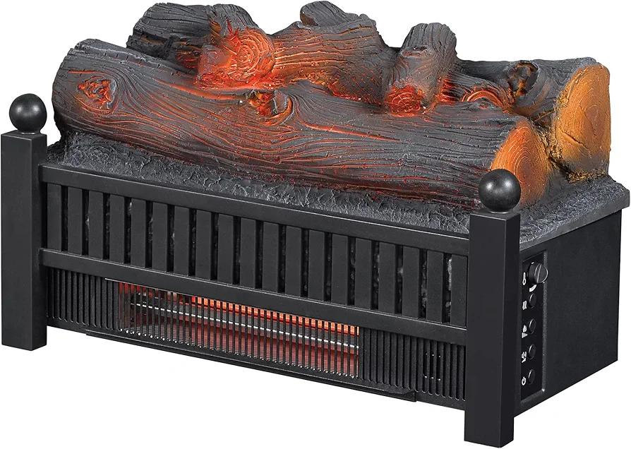 duraflame® Electric Log Set 1,000 Sq Ft Infrared Heater, Faux Logs Insert with LED Flames for Existing Fireplaces, Crackling Sounds, Remote Control Included