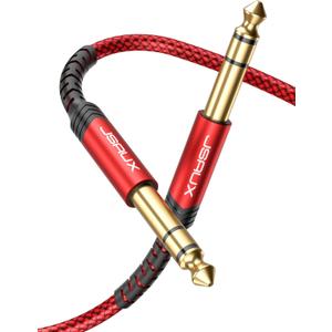 JSAUX 1/4 Inch Guitar Instrument Cable 20FT, 6.35mm (1/4) TRS to 6.35mm (1/4) TRS Stereo Audio Cable Male to Male Straight-to-Straight for Electric Guitar, bass Guitar, Electric Mandolin-Red
