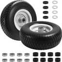 (2-Pack) 11x4.00-5 Flat-Free Lawn Mower Tires and Wheels, 3.4" Centered Hub, 3/4" & 5/8" & 1/2" Bushings, Zero Turn Front Replacement