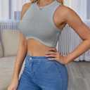 Crop Tank Tops for Women Trendy Sexy Teen Girls Going Out Tops Cute Summer Cropped Sleeveless Knit Ribbed White/Black (US, Alpha, Small, Regular, Regular, Blue) (Blue, Small)