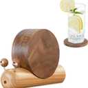 Wooden Coasters for Drinks-Natural Acacia Wood Drink Coaster with Magnetic for Coffee Table,Fun Cute Coasters with Holder for Modern Home Decor-Set of 5 (3.5*3.5 inches)