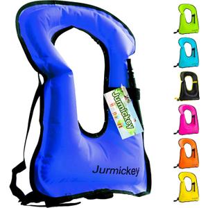 Inflatable Snorkel Vest Adults, Portable Snorkel Jacket, Buoyancy Vest for Snorkeling, Swimming, Kayaking, Boating, Safety Load Up to 220 Ibs (deep blue)