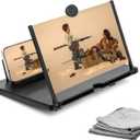 Phone Screen Magnifier (16 inch) with Screen Cloth - Premium Screen Magnifier for Cell Phone - HD Phone Magnifier Screen - 3D Cell Phone Screen Magnifier - Cell Phone Accessories for All Ages (Black)
